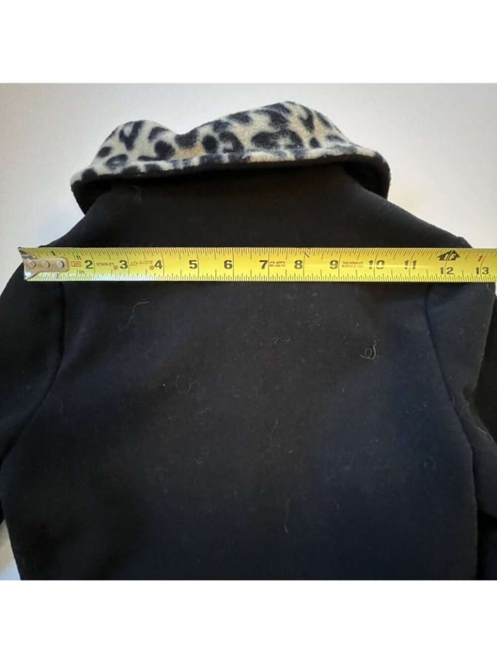 Vtg Copper Key Black Coat Faux Fur Leopard Trim Collar Cuffs Girls 7/8 Pockets - Picture 13 of 13